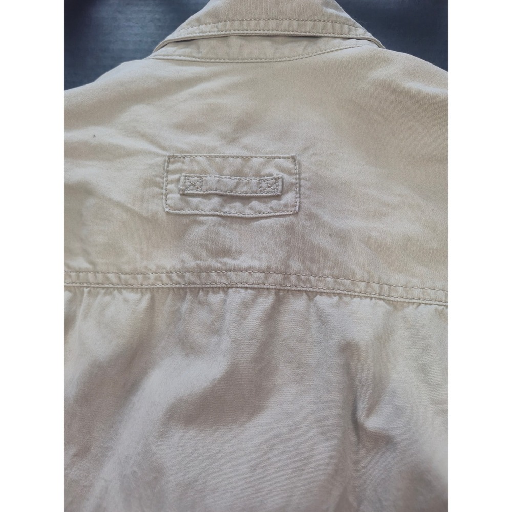Orvis Bush Shirt Mens Large Khaki Tan Cotton Safari Long Sleeve Button Up Cargo - Picture 12 of 12